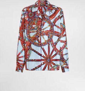 Dolce & Gabbana Carretto-print Silk Twill Shirt - Man Shirts Multicolor 41