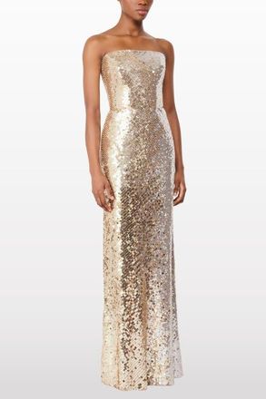 Jenny Packham Caron Sequin-Embellished Strapless Maxi Dress in Cashmere at Nordstrom, Size 6 Uk