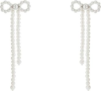 Self Portrait Pearl Bow Earrings - Dames - Oorbellen - Wit - ONE Size - Accessoires