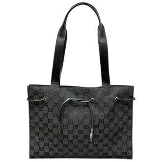 Gucci Pre-owned Tote Bags, female, Black, Size: ONE SIZE Pre-owned Vintage Canvas Tote Bag