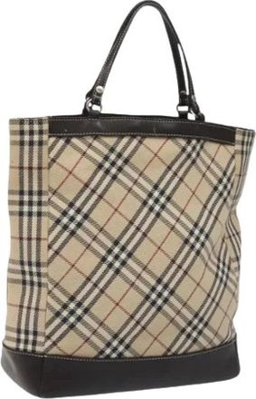 Burberry Pre-owned Canvas Tote Bag - Dames - Vintage Shopper - Beige - ONE Size - Leer - Vintage