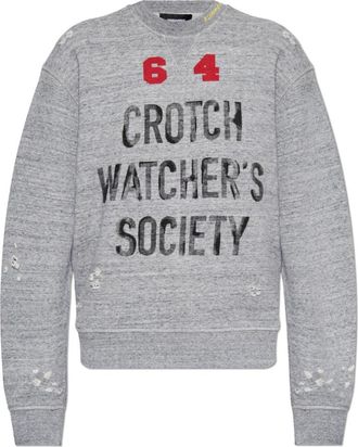 Dsquared2 Bedrukte Sweatshirt - Dames - Sweatshirts - Grijs - S - Katoen - Hoodies & sweatvesten