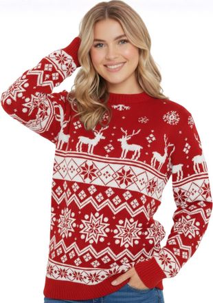 Janisramone Hamishkane Womens Christmas Jumpers - Xmas Knitted Reindeer Snowflake Print Ladies Xmas Jumper UK, Funny Crew Neck Tunic Christmas Tops, Novelty Pullo
