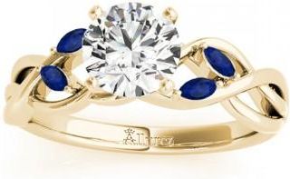 Allurez Blue Sapphire Marquise Vine Leaf Engagement Ring 14k Yellow Gold (0.20ct)