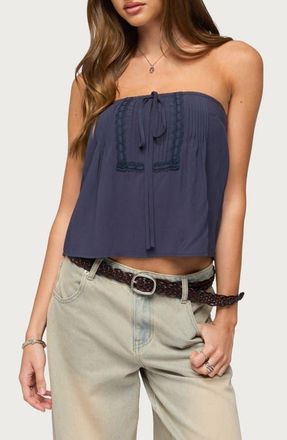Edikted Joycee Strapless Top in Navy at Nordstrom, Size X-Small