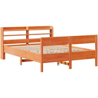 vidaXL Cama Sin Colch&oacute;n Madera Maciza De Pino Marr&oacute;n Cera 160x200 Cm Vidaxl