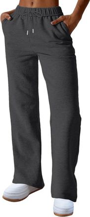 Generic Sweatpants Womens Straight Wide Leg Joggers Fleece Lined Jogging Bottoms Ladies Baggy Loose Athletic Trousers Elastic Waist Casual Sweat Pants Open He