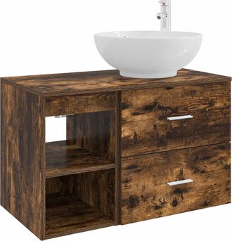 vidaXL Juego De Muebles De Ba&ntilde;o 2 Uds. Roble Ahumado Vidaxl