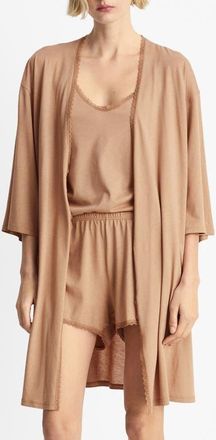 Mango Cotton Blend Robe in Medium Brown at Nordstrom, Size Small