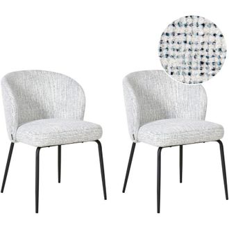 Beliani Set di 2 sedie da pranzo con rivestimento in tessuto bianco e blu Zana