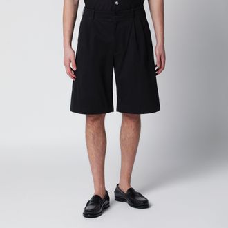 Our Legacy Ponte relaxed-fit shorts in Italian cotton micro canvas in black