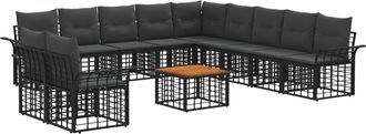 vidaXL Conjunto De Sof&aacute;s De Exterior 12 Uds. Negro Y Gris Oscuro Vidaxl