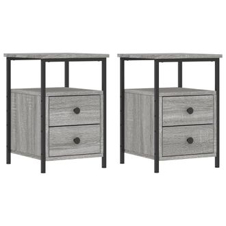 vidaXL Vidaxl - Mesitas Noche 2 Uds Madera Ingenier&iacute;a Gris Sonoma 34x35,5x50 Cm