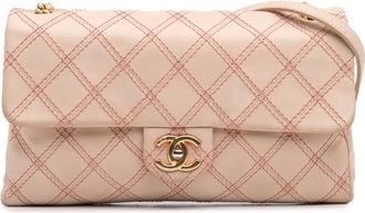 Chanel Borsa a tracolla Jumbo Triple Stitched in pelle di vitello trapuntata con battente 2014 - Marrone