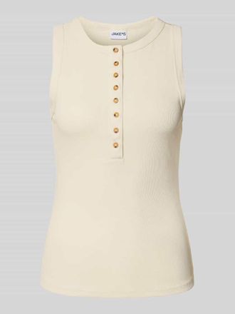 Jake*s Casual Tanktop mit Knopfleiste in Ecru, Gr&ouml;&szlig;e XXL