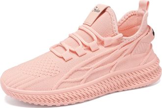 Generic Trainers Women, Womens Trainer, Running Shoes, Lace Up Breathable Non Slip Sneakers, Ladies Slip On Tennis Shoe Size 6.5 Pink
