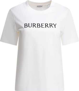 Burberry Logo Katoenen T-shirt - Dames - T-shirts - Wit - M - Katoen - Tops