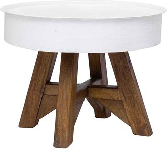 vidaXL Mesa De Centro De Madera Maciza Reciclada Blanco 60x45 Cm Vidaxl