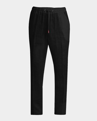 Kiton Men & apos;s Linen Comfort-Fit Drawstring Pants