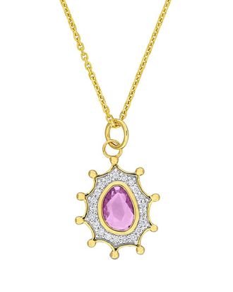Rina Limor 14K 0.52 Ct. Tw. Diamond & Purple Sapphire Halo Pendant Necklace