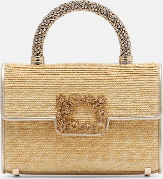 Roger Vivier Jewel Efflorescence Mini straw tote bag