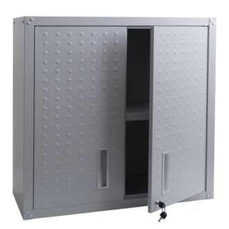 Hhg [nunca Usado] Armario Colgante Hhg-141, Armario De Pared, Armario Para Almacenamiento, Librer&iacute;a, Con Cerradura, Acero, 77 X 77 X 31 Cm, Gris Claro