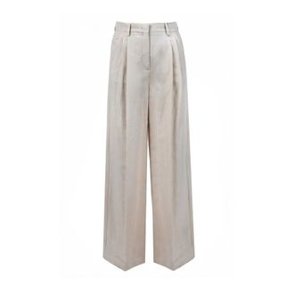 Max Mara Wide Trousers, female, Beige, Size: XL Pantalone Veliero a gamba ampia