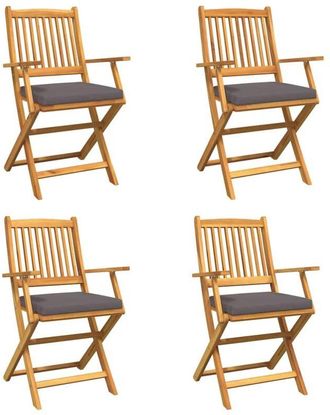 vidaXL Vidaxl - Silla Plegable con cojín Plegable 4 pcs Gris 49 x 57.5 x 92cm