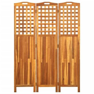 Berkfield Home 3-Panel Room Divider 121x2x170 cm Solid Acacia Wood in Brown | Size: 121 x 2 x 170 cm