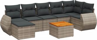 vidaXL Vidaxl - Set De Sof&aacute;s De Jard&iacute;n 8 Pzas Y Cojines Rat&aacute;n Sint&eacute;tico Gris