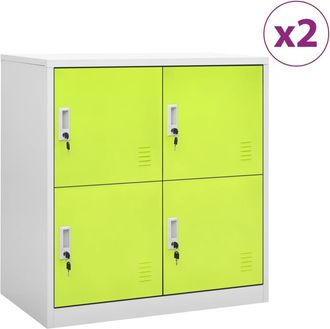 vidaXL Vidaxl - Armarios Taquilla 2 Uds De Acero Gris Y Verde 90x45x92,5 Cm