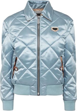 Philipp Plein Nylon Quilted Bomber Iconic - Dames - Bomber jackets - Blauw - XS - Nylon - Jassen