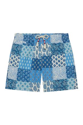 MC2 Saint Barth Blue Patchwork Rope Drawstring Swim Shorts