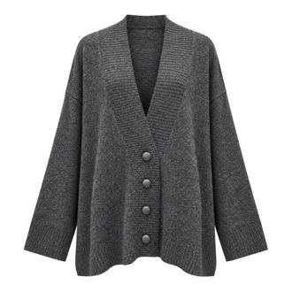 Akep Gebreide Cardigan - Dames - Truien - Grijs - Maat: L
