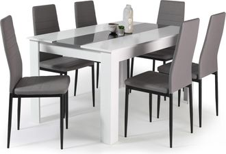 IDMarket Idmarket - Tavolo Da Pranzo Georgia 140 Cm Bianco E Grigio E Set Di 6 Sedie Romane Grigio