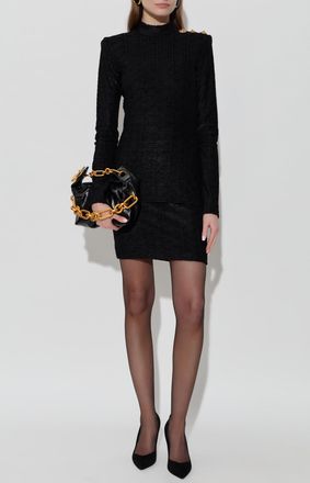 Balmain Top With Decorative Buttons On The Shoulder, Womens, Black