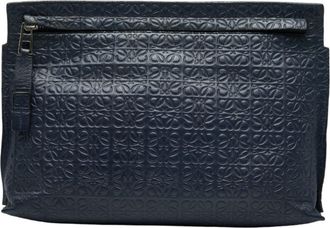 Loewe Navy Leather Clutch Bag (Pre-Owned)