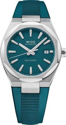 Mido Multifort 8 One Crown Automatic Rubber Strap Watch, 40mm in Blue at Nordstrom