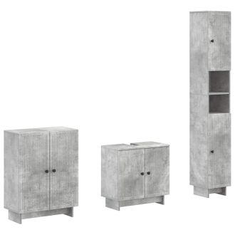 vidaXL Juego De Armarios De Ba&ntilde;o De 3 Piezas Ede Gris Hormig&oacute;n Vidaxl