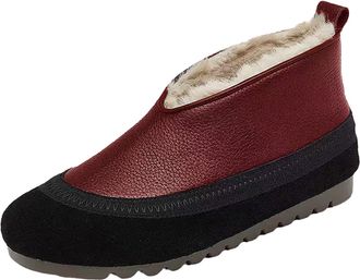 Generic Ladies Ankle Boots, Waterproof Shoes for Women - Pure Color Non-Slip Booties Casual Plush Lined Short Booties Basic Suede Shoes Boot Winter Comfort Fl