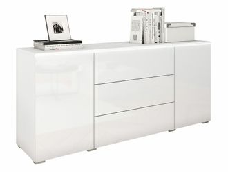Mirjan24 C&oacute;moda Sarasota 142, Blanco + Blanco Brillante, Con Cajones Y Puertas, N&uacute;mero De Cajones: 0, 66x150x40cm, Led