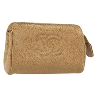 Chanel Pre-owned Pouch - Dames - Pre-owned - Beige - Maat: ONE Size Leer