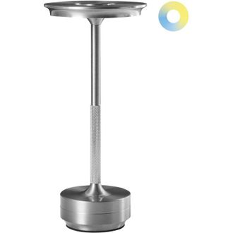 Beliani L&aacute;mpara Led Inal&aacute;mbrica De Metal Para Interior Y Exterior Recargable Por Puerto Usb C Plateado Mago