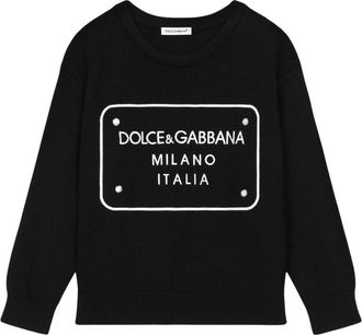 Dolce & Gabbana Kids Sweatshirts, male, Black, 10 Y, Logo Tag Jumper in Black
