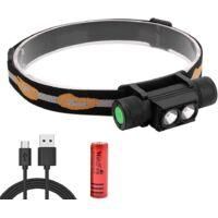 OEM Linterna Frontal Recargable De 1200 L&uacute;menes, Con 2 Led Xml-l2, Ligera E Impermeable, Con Bater&iacute;a Extra&iacute;ble Para Senderismo, Acampada Y Pesca. - Crezuo
