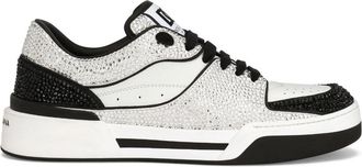 Dolce & Gabbana New Roma rhinestone-embellished sneakers - men - Goat Skin/Rubber/Lambskin/Calf Leather - 43.5 - White
