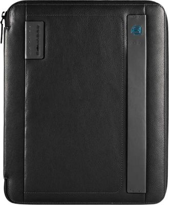 Piquadro Slanke A4 Ritssluiting Notitieblok - Dames - Schoudertassen - Zwart - ONE Size - Leer - Tassen