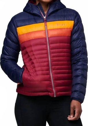 Cotopaxi Fuego Down Hooded Jacket In Maritime & Raspberry