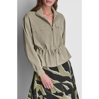 DKNY Arid Cotton Blend Piqu&eacute; Jacket in Light Fatigue at Nordstrom, Size X-Large