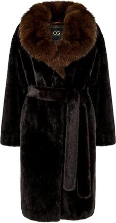Cesare Gaspari Ivy Faux Fur Coat - Dames - Jas met riem - Bruin - M - Polyester - Jassen
